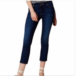 Loft Mondern Crop Indigo Stretch Denim Dark Wash Jeans Ankle Zipper sz 4